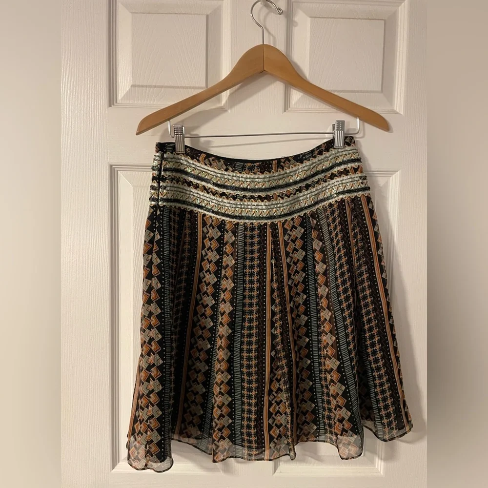 Free People Boho Sequin Wide Waist A-Line Skirt